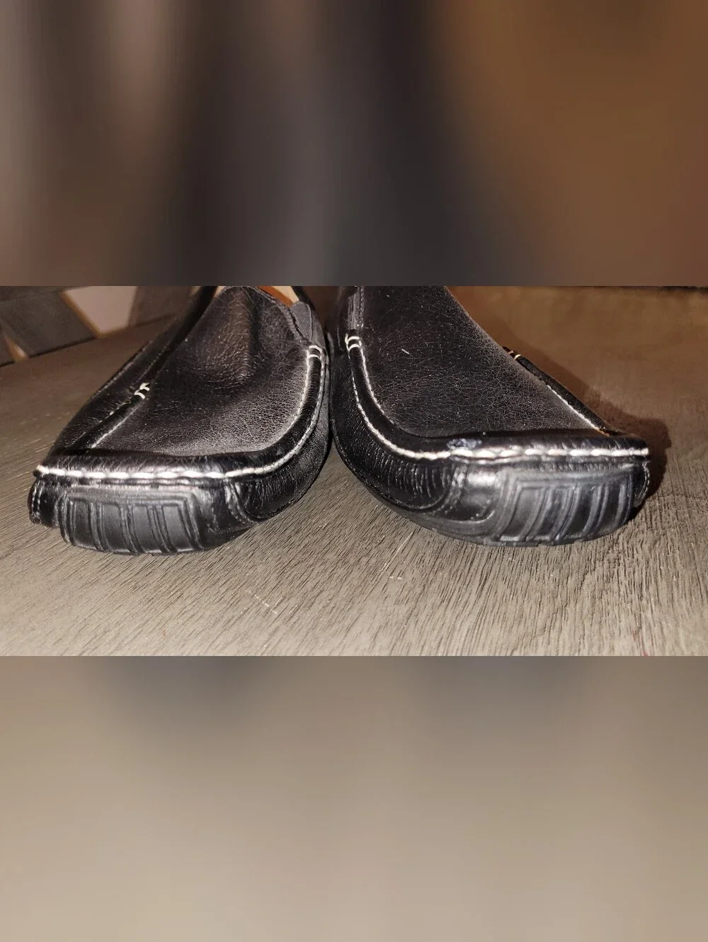 Men's Black Leather Slip-On Driving Loafers